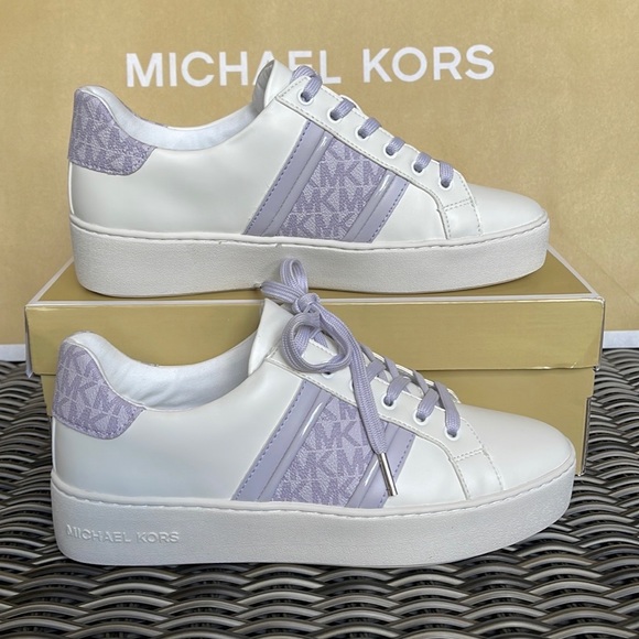 Michael Kors Poppy Stripe Lace Up Nappa Faux Leather WMNS Lavender Mist - Picture 11 of 16